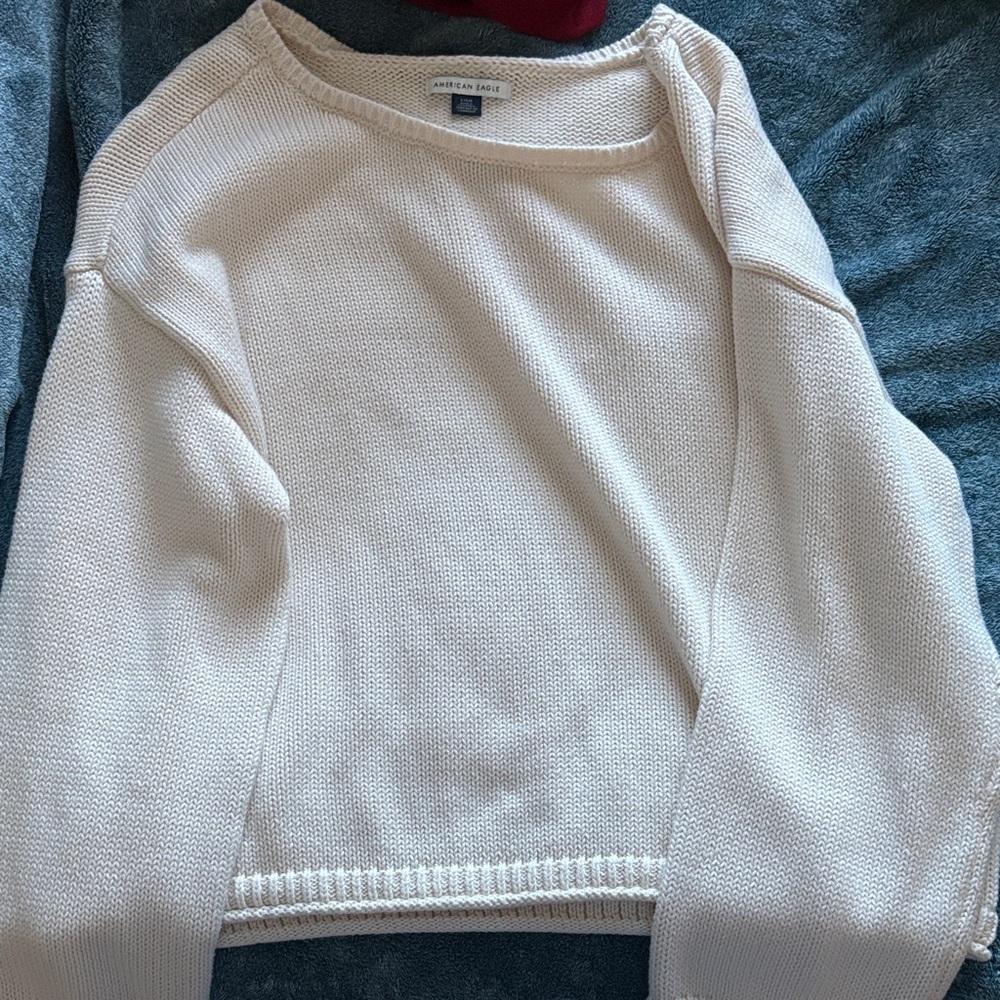 American Eagle Outfitters Cream Crew Neck Sweater